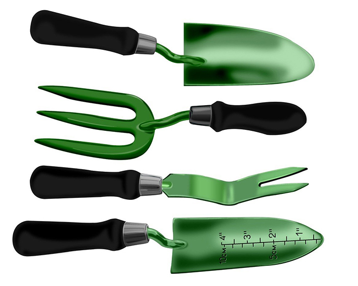 Drawing of garden tools.