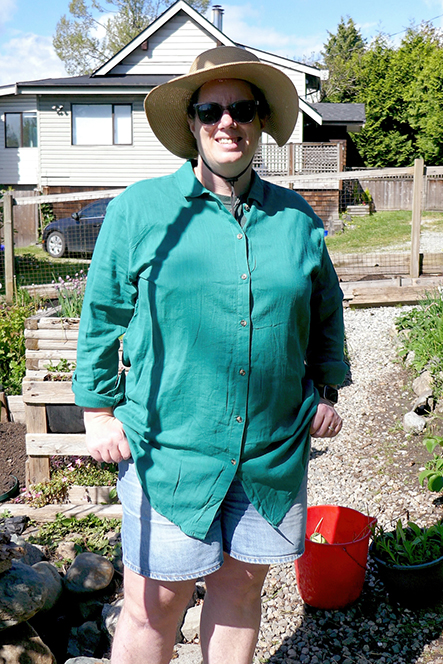 Photo of new Wall Street Community Garden member Ashley, who joins us in 2025.
